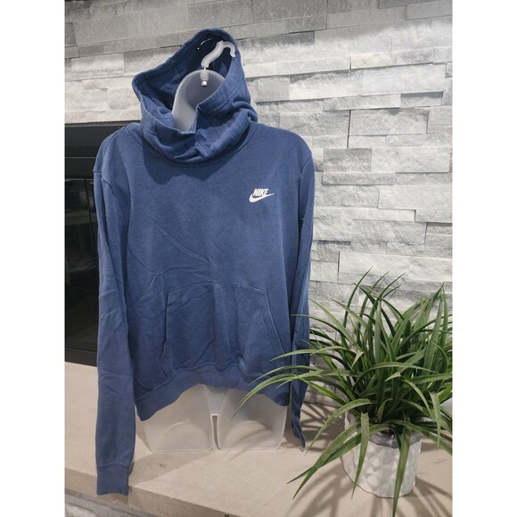Nike Hoodie Women Size Large LG Blue Cowl Neck GREAT SHAPE - Picture 1 of 6